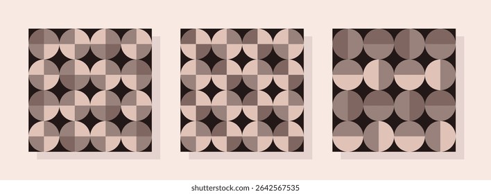 Aesthetic geometry printable seamless patterns. Set of vector organic tessellation vector pattern ideas for textile, home decor, wall paper, poster, banner, postcard, template, flyer.