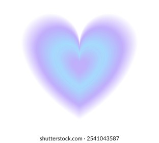 Aesthetic glowing heart in purple and blue color. Blur aura gradient love symbol. Design element in y2k style. Vector illustration