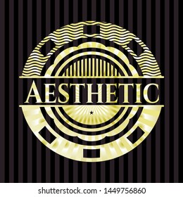 Aesthetic gold shiny emblem. Vector Illustration. Detailed.