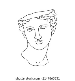 Aesthetic Greek Sculpture Line Art.  Greece woman. Bohemian antique classic statues