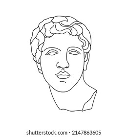 Aesthetic Greek Sculpture Line Art.  Greece man. Bohemian antique classic statues
