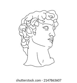 Aesthetic Greek Sculpture Line Art.  Greece man. Bohemian antique classic statues