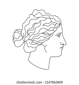 Aesthetic Greek Sculpture Line Art.  Greece woman. Bohemian antique classic statues