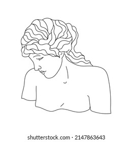 Aesthetic Greek Sculpture Line Art.  Greece woman. Bohemian antique classic statues