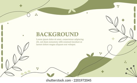 El paisaje estético de la plantilla de fondo floral verde. Ilustración vectorial.