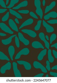 Aesthetic green leaves patterns on orange background vector, illustrations for wallpaper, templates, phone case pillow designs, art prints, etc