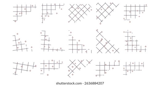 Aesthetic Grid Corner Decoration Set