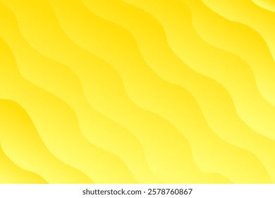 Aesthetic groovy yellow color backdrop, wavy stripped texture background. Abstract waves wallpaper. Nature organic curvy landscape with lights, presentation, social media, poster, web banner