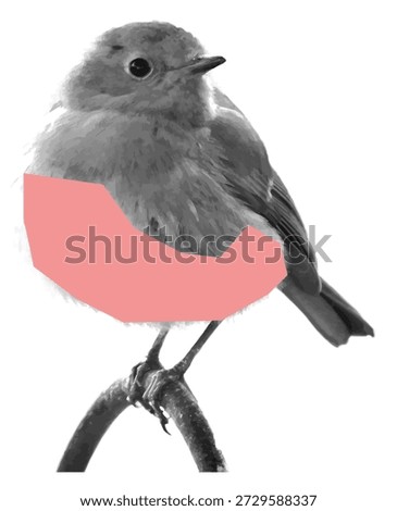 Aesthetic halftone round bird collage cutout with pink tape detail