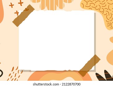Aesthetic Hand Drawn Paper Note on Abstract Shapes Background Vector Design eps10 great to be used as a paper note with high quality background design