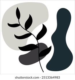 Aesthetic Hand Drawn shape with leaf pastel color