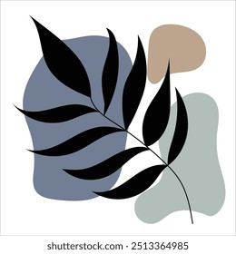 Aesthetic Hand Drawn shape with leaf pastel color