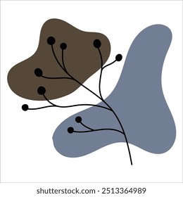 Aesthetic Hand Drawn shape with leaf pastel color