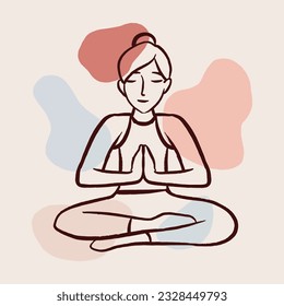 Aesthetic Hand Drawn Yoga Pose Illustration Vector, Wall Decor Poster Design
