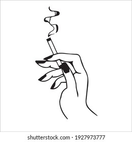 aesthetic hand holding cigarette illustration vector