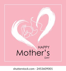 Aesthetic happy mothers' day mom and child affection greeting design for all mother lovers. Mother's day celebration.