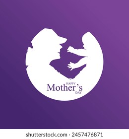 Aesthetic Happy Mothers' Day mother and child affection greeting card template design for social media and gifts. Editable EPS file.