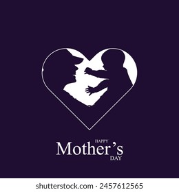 Aesthetic Happy Mothers' Day mother and child affection greeting card template design for social media and gifts. Editable EPS file.