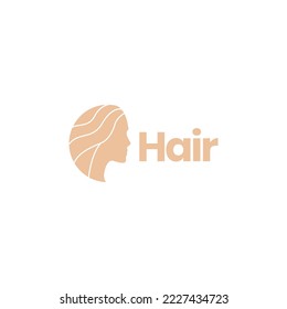 aesthetic head women hair minimal logo design vector