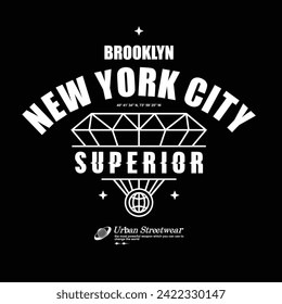  Ilustración estética de brooklyn ciudad nueva york Diseño de camisetas Streetwear, gráfico vectorial, afiche tipográfico o camisetas de calle y estilo urbano