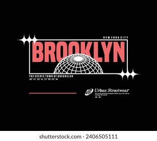  ästhetische Illustration von Brooklyn Streetwear t Shirt Design, Vektorgrafik, typografischem Poster oder T-Shirts Straßenbekleidung und urbaner Stil