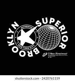 Aesthetic illustration of brooklyn Streetwear t shirt design, vector graphic, typographic poster or tshirts street wear and Urban style