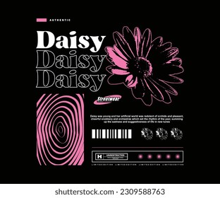 Aesthetic illustration of daisy flower t shirt design, vector graphic, typographic poster or tshirts street wear and Urban style