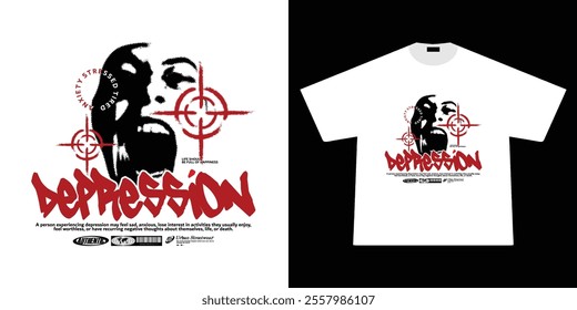 Aesthetic illustration of depression pointilism Streetwear t shirt design, vector graphic, typographic poster or tshirts street wear and Urban style