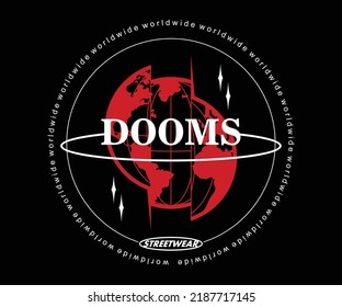 Aesthetic illustration of Doomsday t shirt design, vector graphic, typographic poster or tshirts street wear and Urban style