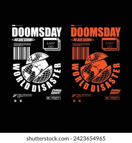 Aesthetic illustration of Doomsday t shirt design, vector graphic, typographic poster or tshirts street wear and Urban style