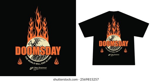 Aesthetic illustration of Doomsday t shirt design, vector graphic, typographic poster or tshirts street wear and Urban style