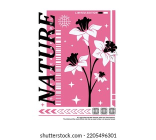 Aesthetic illustration of flowers nature t shirt design, vector graphic, typographic poster or t shirts street wear and Urban style