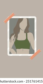 Ilustración Estética En El Marco Fitness Mujer En La Suite Deportiva Cuentos De Forma De Cuerpo Para Las Redes Sociales Y El Sentimiento Diseño De Vector De Tablero