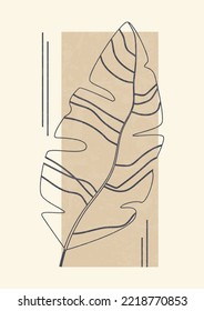 Ästhetische Illustration mit linearem Blatt Poster. Moderne Kunst
