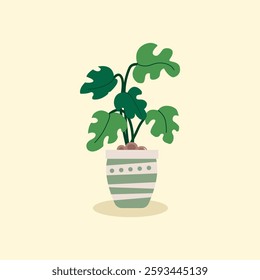 Aesthetic illustration of potted houseplants with soft pastel colors. Perfect for home decor, gardening, eco-friendly designs, and botanical themes. Ideal for posters, prints, and lifestyle projects.