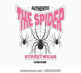  Aesthetic illustration of spider Streetwear t shirt design, vector graphic, typographic poster or tshirts street wear and Urban style