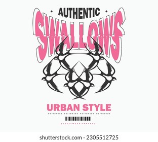 Aesthetic illustration of swallows Streetwear t shirt design, vector graphic, typographic poster or tshirts street wear and Urban style