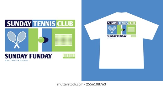 Aesthetic illustration of tennis t shirt design, vector graphic, typographic poster or tshirts street wear and Urban style	