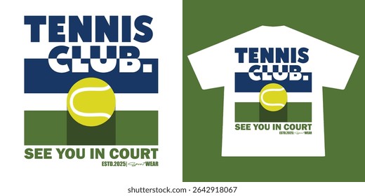 Aesthetic illustration of tennis t shirt design, vector graphic, typographic poster or tshirts street wear and Urban style