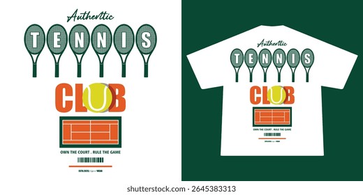 Aesthetic illustration of tennis t shirt design, vector graphic, typographic poster or tshirts street wear and Urban style