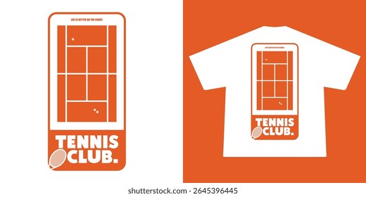 Aesthetic illustration of tennis t shirt design, vector graphic, typographic poster or tshirts street wear and Urban style	