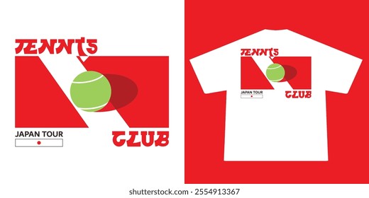 Aesthetic illustration of tennis tour de japan t shirt design, vector graphic, typographic poster or tshirts street wear and Urban style