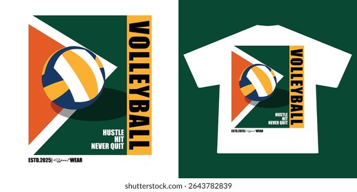 Aesthetic illustration of volleyball t shirt design, vector graphic, typographic poster or tshirts street wear and Urban style	