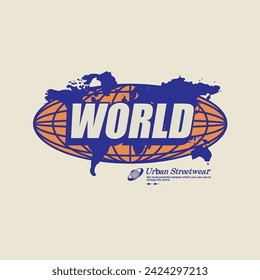 Aesthetic illustration of world t shirt design, vector graphic, typographic poster or tshirts street wear and Urban style