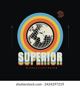 Ilustración estética de diseño de camisetas del mundo, gráfico vectorial, póster tipográfico o camisetas de calle y estilo urbano