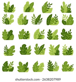 Aesthetic Indoor Plant Corner – Flat Vector Leaf Set