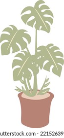 Aesthetic Indoor Plant Monstera Room Decoration Illustration