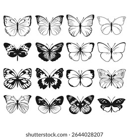 Aesthetic Insect Silhouette with Minimal Butterfly Outline Decorate Style