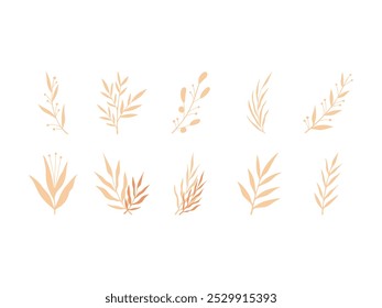 Aesthetic Leaf Brown Element Set 