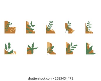 Aesthetic Leaf Corner Element Set